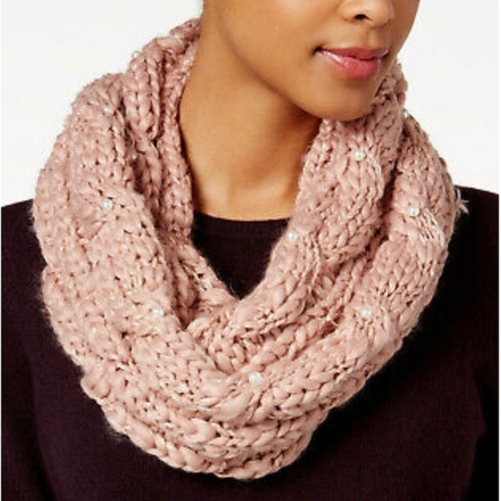 Betsey Johnson Pearly Infinity Snood Scarf Blush